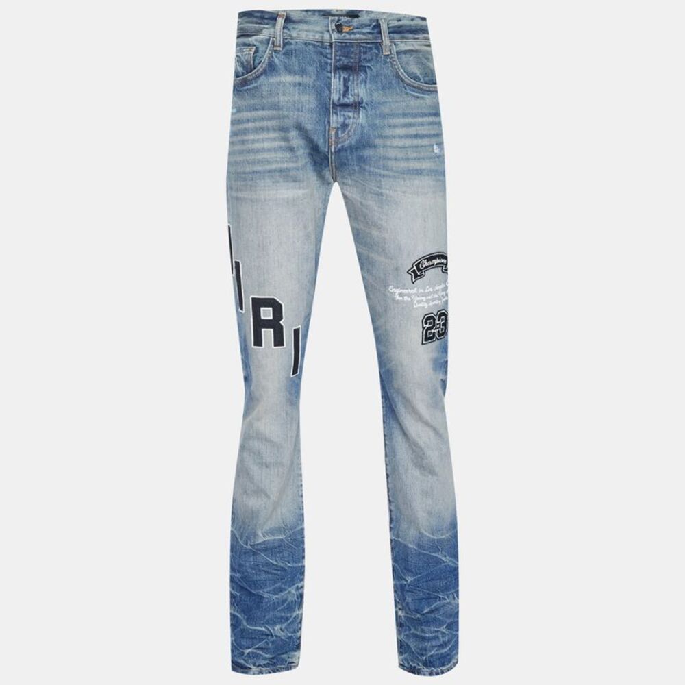 Amiri Blue Faded Denim Applique Jeans S/waist 31"